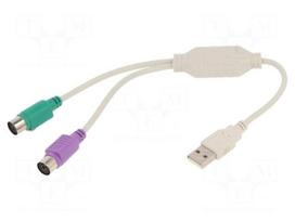Adapter | USB 2.0 | PS/2 socket x2,USB A plug | 0.3m | white