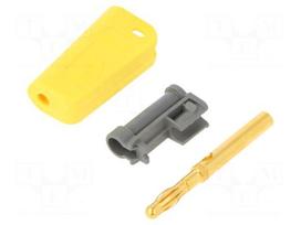 Laboratory connector: 4mm banana | plug | 19A | yellow | gold-plated