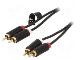 Cable | RCA plug x2,both sides | 5m | Plating: gold-plated | black