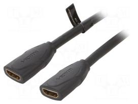 Cable | HDMI socket,both sides | PVC | HDMI 2.0 | 0.5m | black | 30AWG