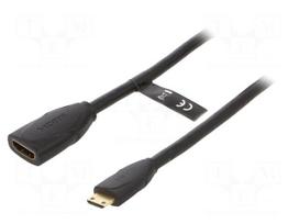 Cable | HDMI socket,mini HDMI plug | PVC | HDMI 1.4 | 1m | black | 30AWG