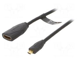 Cable | HDMI socket,micro HDMI plug | PVC | HDMI 2.0 | 1m | black
