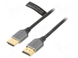Cable | HDMI plug,both sides | PVC | HDMI 2.0 | 1m | grey | 34AWG