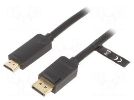 Cable | DisplayPort plug,HDMI plug | Len: 5m | black | 30AWG