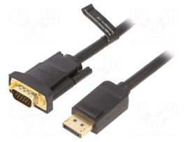 Cable | D-Sub 15pin HD plug,DisplayPort plug | 3m | black | 30AWG