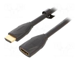 Cable | HDMI socket,HDMI plug | PVC | HDMI 2.0 | 2m | black | 30AWG
