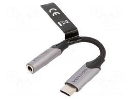 Cable | Jack 3.5mm socket,USB C plug | nickel plated | 0.1m | 29AWG