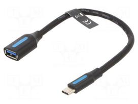 Cable | USB 3.0 | USB A socket,USB C plug | nickel plated | 0.15m