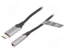 Cable | Jack 3.5mm socket,USB C plug | nickel plated | 1m | 29AWG