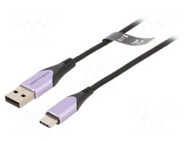 Cable | USB 2.0 | USB A plug,USB C plug | nickel plated | 2m | black