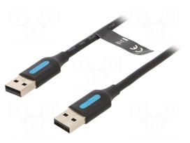 Cable | USB 2.0 | USB A plug,both sides | nickel plated | 0.5m | black