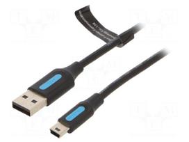 Cable | USB 2.0 | USB A plug,USB B mini plug | nickel plated | 0.25m
