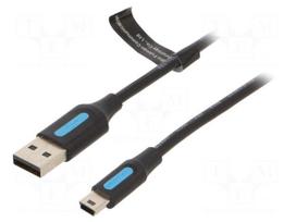 Cable | USB 2.0 | USB A plug,USB B mini plug | nickel plated | 0.5m