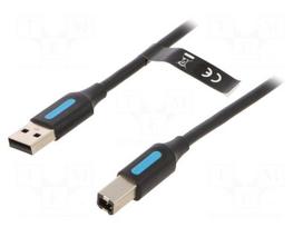 Cable | USB 2.0 | USB A plug,USB B plug | nickel plated | 1m | black