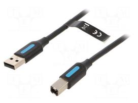 Cable | USB 2.0 | USB A plug,USB B plug | nickel plated | 2m | black