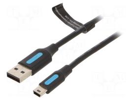 Cable | USB 2.0 | USB A plug,USB B mini plug | nickel plated | 1m