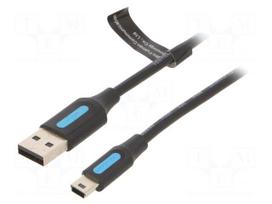 Cable | USB 2.0 | USB A plug,USB B mini plug | nickel plated | 1.5m