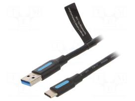 Cable | USB 3.0 | USB A plug,USB C plug | nickel plated | 1m | black