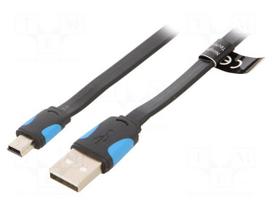 Cable | USB 2.0 | USB A plug,USB B mini plug | nickel plated | 1m