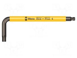 Wrench: hex key | Hex Plus,spherical | HEX 4mm | Overall len: 80mm