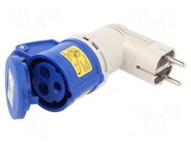 Transition: adapter | male/female | 16A | 230VAC | IEC 60309 | IP20