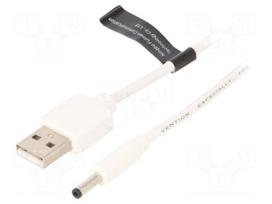 Cable | USB A plug,DC 3,5/1,35 plug | white | 0.5m | Cu