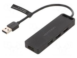 Hub USB | USB A socket x4,USB A plug | USB 2.0 | PnP | black | 480Mbps
