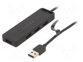 Hub USB | USB A socket x4,USB A plug | USB 2.0 | PnP | black | 480Mbps