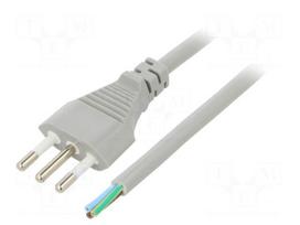 Cable | 3x1mm2 | CEI 23-50 (L) plug,cables | PVC | 1m | grey | 10A | 250V