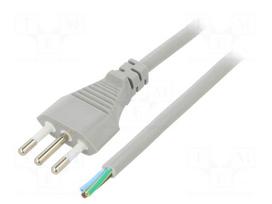 Cable | 3x1mm2 | CEI 23-50 (L) plug,cables | PVC | 5m | grey | 10A | 250V