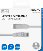 Tinklo kabelis DELTACO U/UTP Cat6, 1m, baltas / TP-61V-K / R00210007