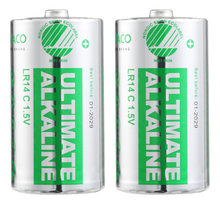 Ultimate Alkaline C baterijos DELTACO pažymėta „Nordic Swan“ ekologiniu ženklu, 2 vnt. pakuotė / ULT-LR14-2P