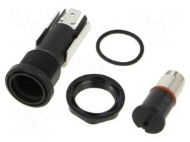 Fuse holder | 5x20mm | 16A | 250VAC | FIZ | on panel | black | UL94V-0