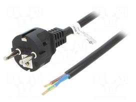 Cable | 3x0.75mm2 | CEE 7/7 (E/F) plug,cables | PVC | 1.5m | black | 16A