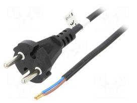 Cable | 2x0.75mm2 | CEE 7/17 (C) plug,cables | PVC | 10m | black | 16A