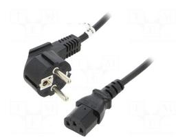Cable | 3x0.75mm2 | CEE 7/7 (E/F) plug angled,IEC C13 female | PVC