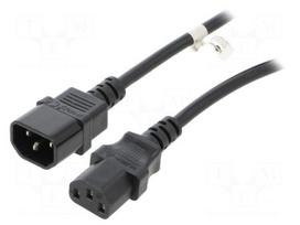 Cable | 3x1mm2 | IEC C13 female,IEC C14 male | PVC | 3.5m | black | 10A