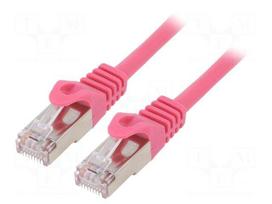 Patch cord | F/UTP | Cat 6 | RJ45 plug | stranded | CCA | 1m | PVC | pink
