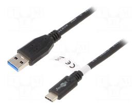 Cable | USB 3.0 | USB A plug,USB C plug | 3m | black