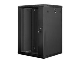 Lanberg wall-mounted installation rack cabinet 19'' 18U 600x600mm black (glass door)