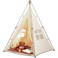 Vaikiška palapinė Teepee su kilimu, smėlio spalvos