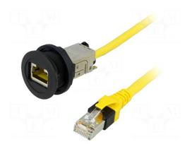 RJ45 socket | 22mm | har-port | Ø22.3mm | IP20 | black | Len: 7.5m