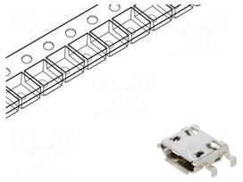 Connector: USB B micro | socket | on PCBs | SMT,THT | PIN: 5 | USB 2.0