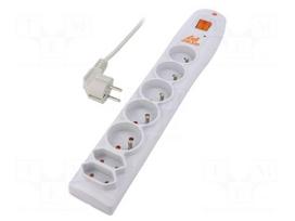 Plug socket strip: protective | Sockets: 7 | 230VAC | 10A | grey