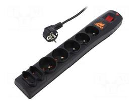 Plug socket strip: protective | Sockets: 7 | 230VAC | 10A | black