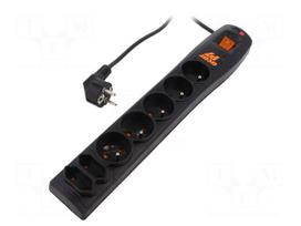 Plug socket strip: protective | Sockets: 7 | 230VAC | 10A | black