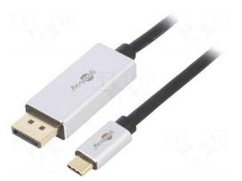 Adapter | DisplayPort 1.4 | DisplayPort plug,USB C plug | 3m | black