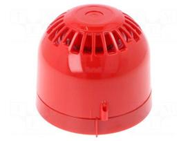 Signaller: sound | siren | 9÷60VDC | 106dB | Sonos | IP21 | red | Ø100x80mm