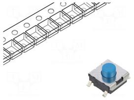 Microswitch TACT | SPST-NO | Pos: 2 | 0.05A/24VDC | SMT | none | 2.55N