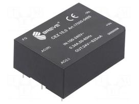 Converter: AC/DC | 15W | Uin: 85÷265VAC,120÷380VDC | Uout: 24VDC